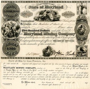 Maryland Mining Co. - Fabulous Mining Stock Certificate